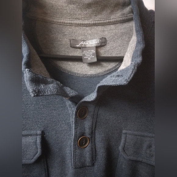 Method Men's Gray // Navy Blue 1/4 Button up Sweater Size XL - Picture 2 of 8